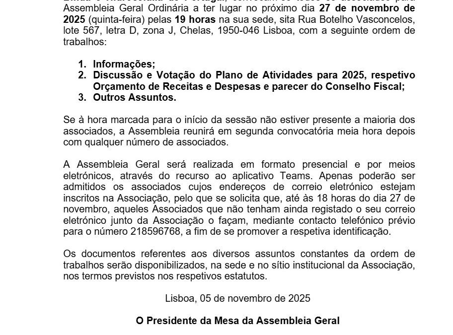 Assembleia Geral | 27/11/2025